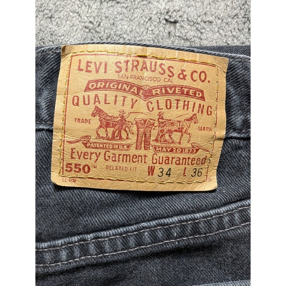 Vintage Levi's 550 Relaxed Fit Jeans Men's Size 34x36 Black Made In USA - Picture 13 of 14